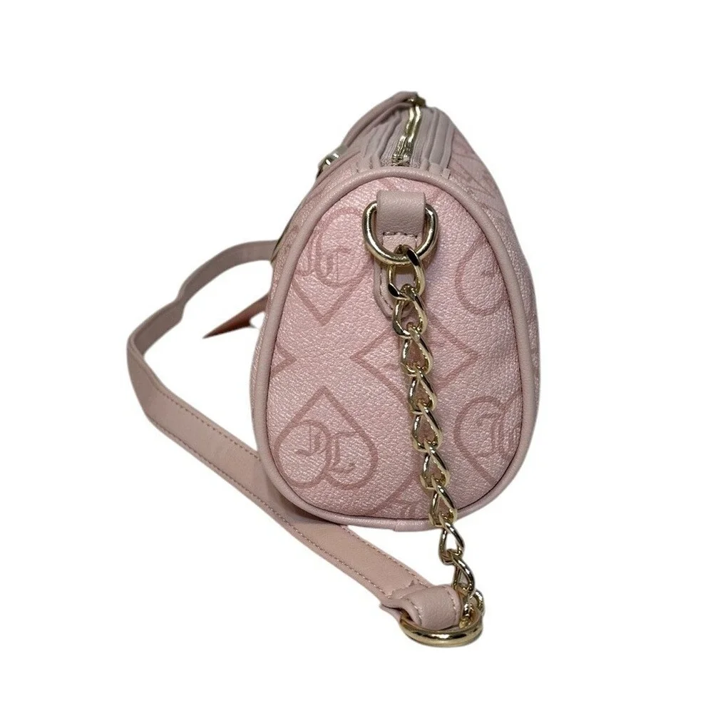 Juicy Couture Precious Moments Roll Bag Pink Clay Monogram Heart Crossbody NEW - Picture 6 of 10